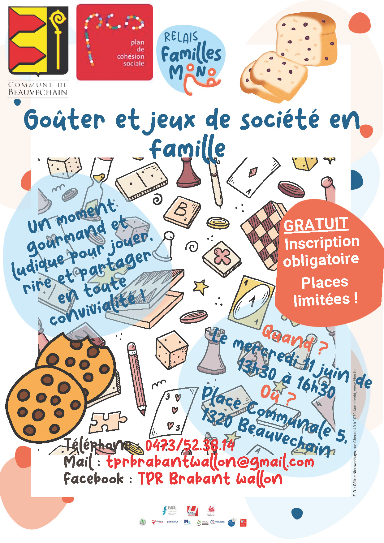 Affiche goûter et jeux de société en famille 11.06 beauvechain