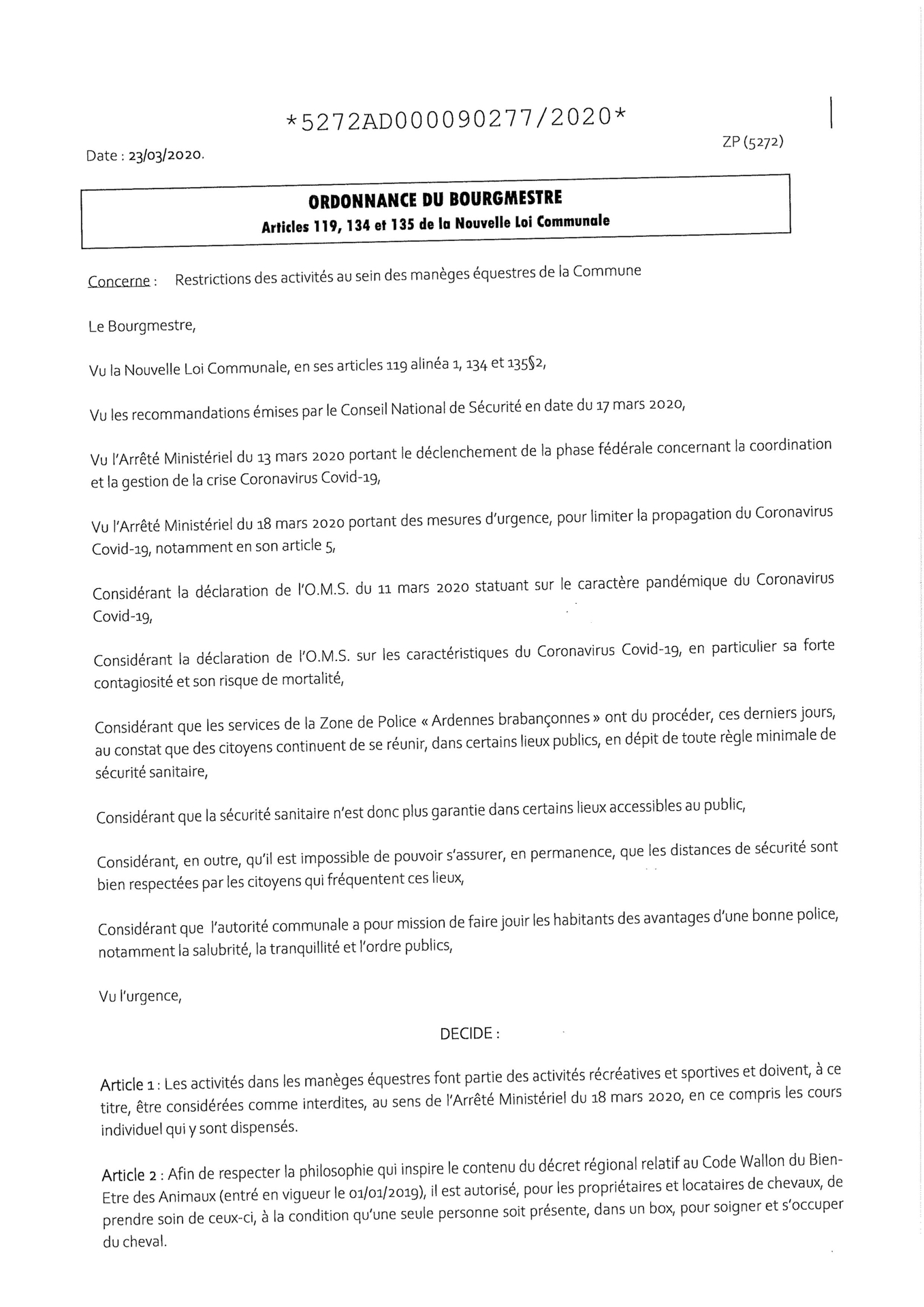 Ordonnance manèges 1
