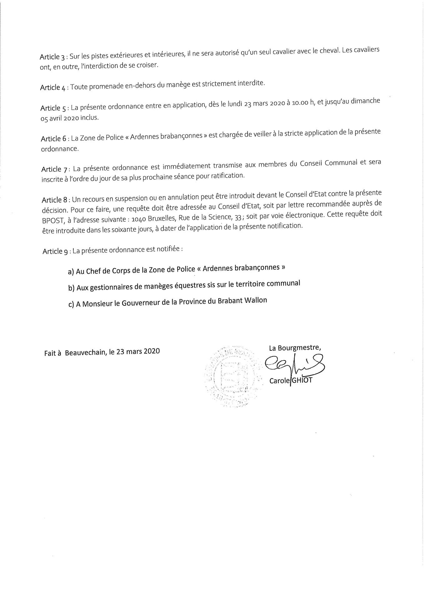 Ordonnance manèges 2