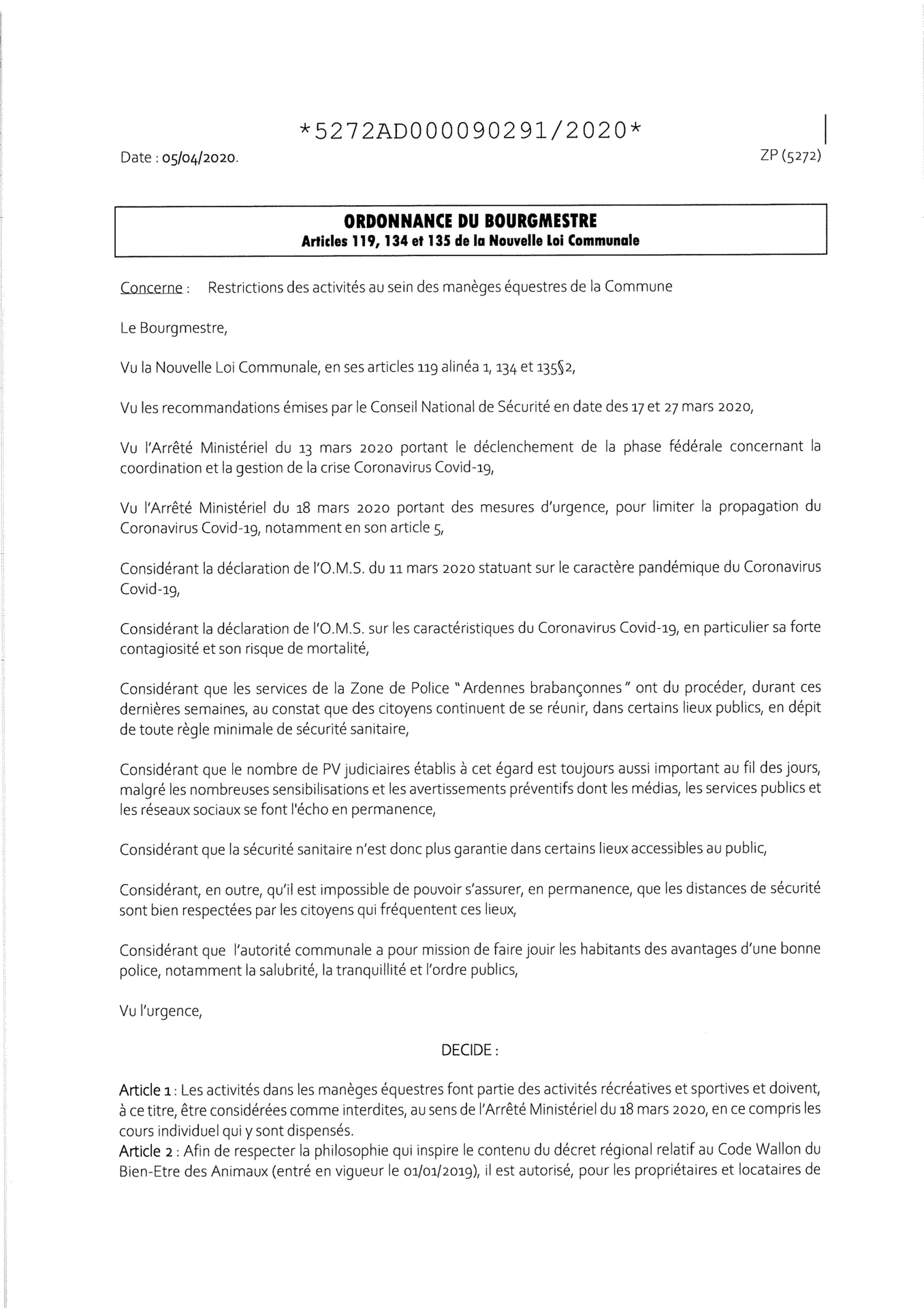 Ordonnances manèges 6.04 recto